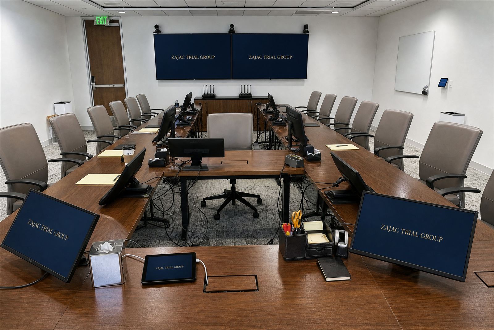 War room set up near the courthouse